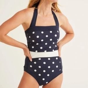 Boden Women’s Polka Dot Santorini Halterneck One Piece Swimsuit Size 10